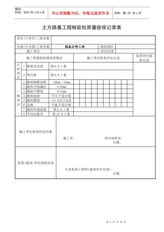 市政工程质量验收记录表