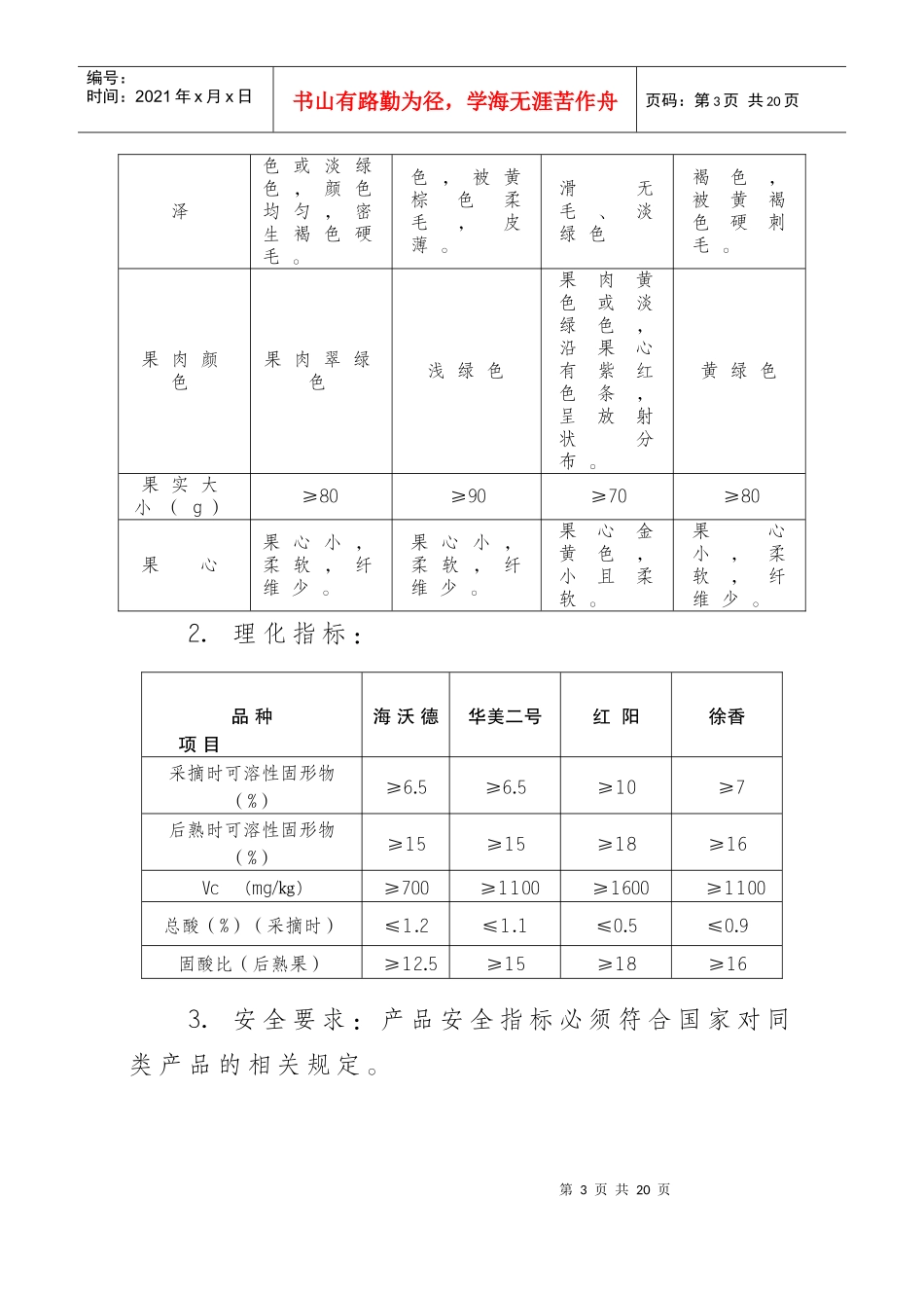 西峡猕猴桃质量技术要求_第3页