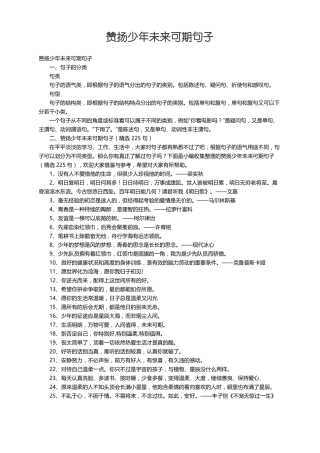 赞扬少年未来可期句子精选225句