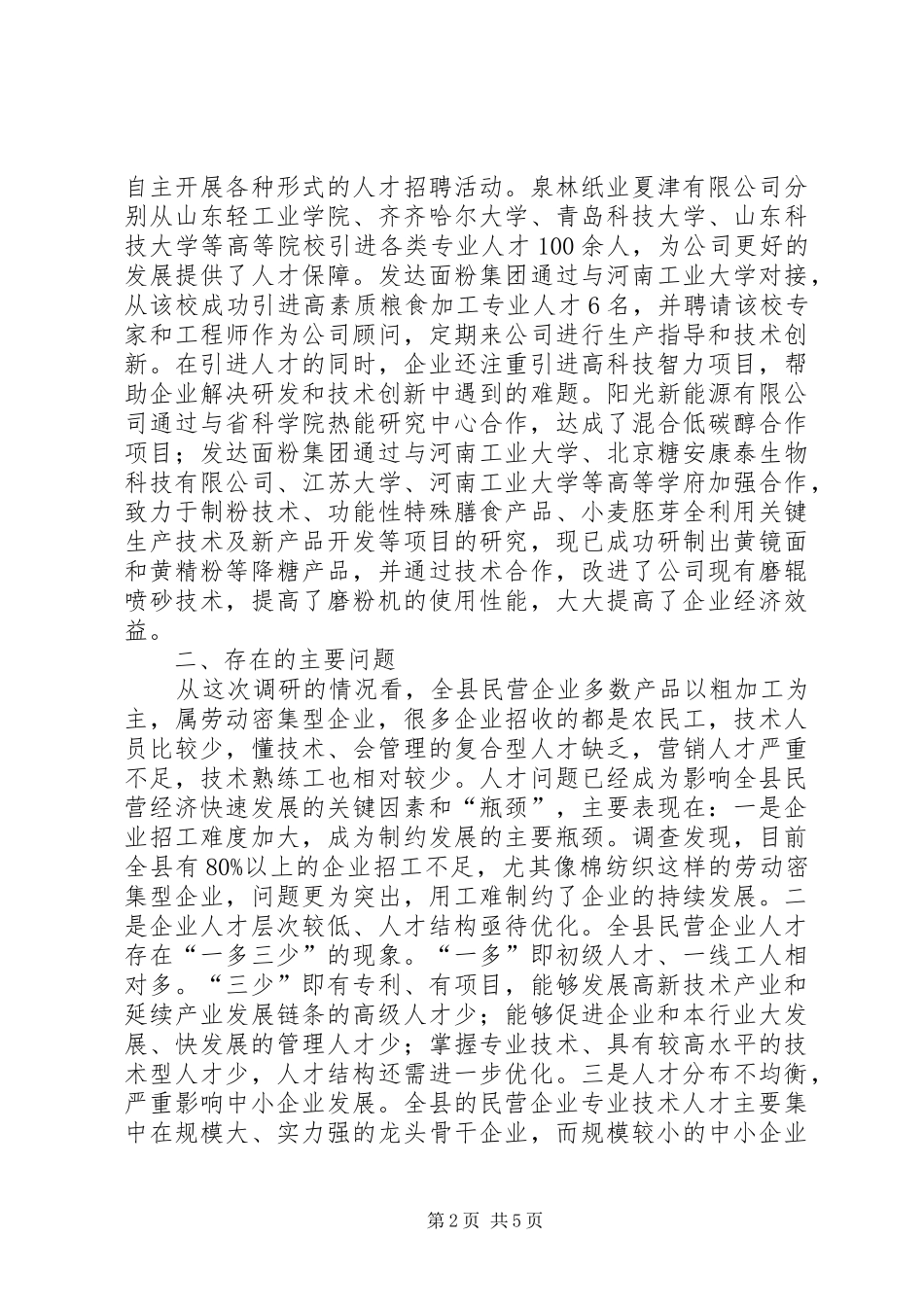 关于民营企业人才状况调研报告_第2页