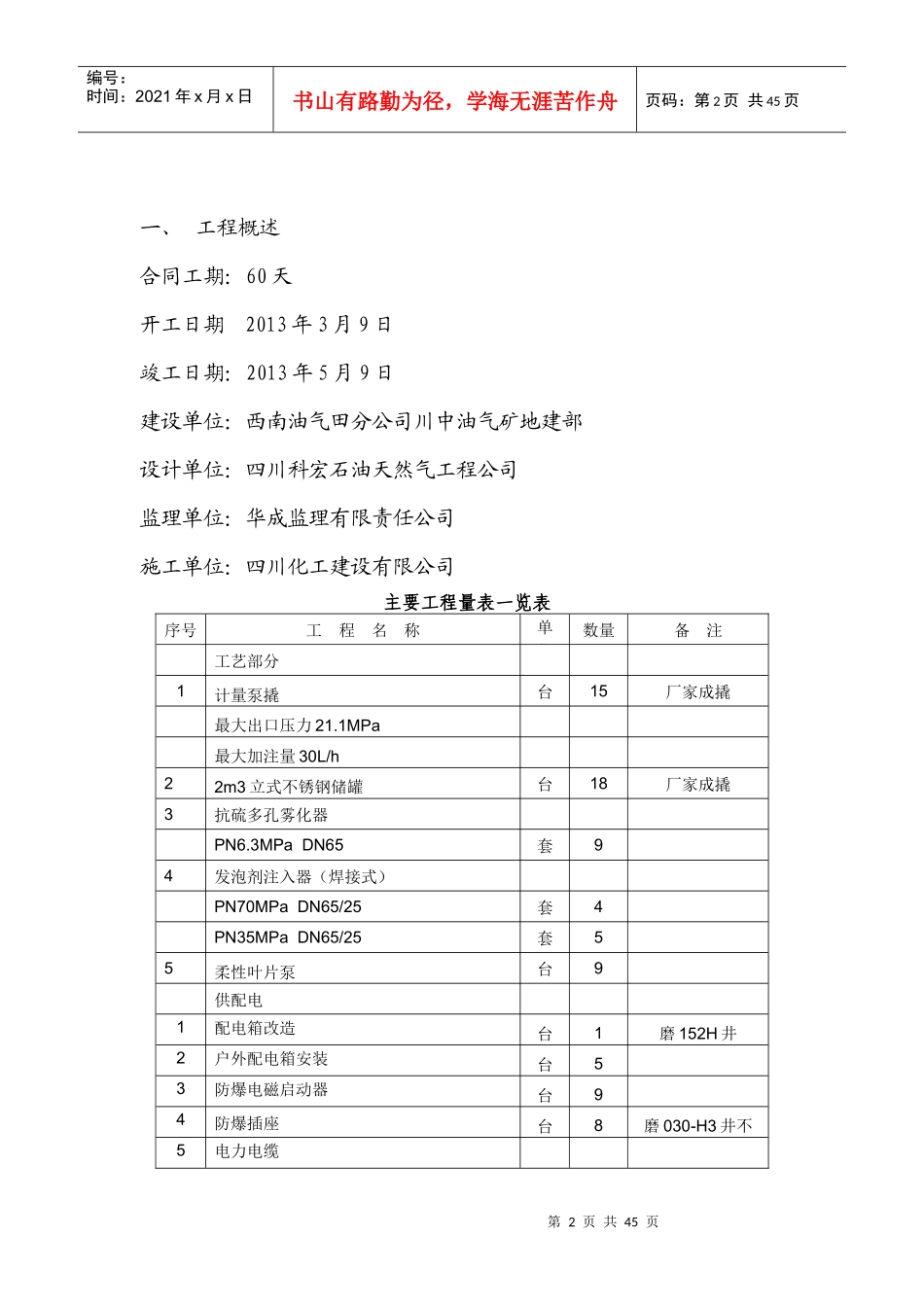 磨溪气田井口加注适应性改造工程QHSE作业计划书_第2页