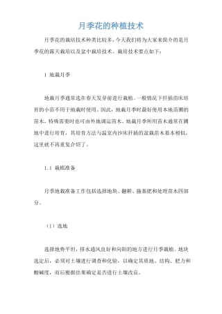月季花的种植技术