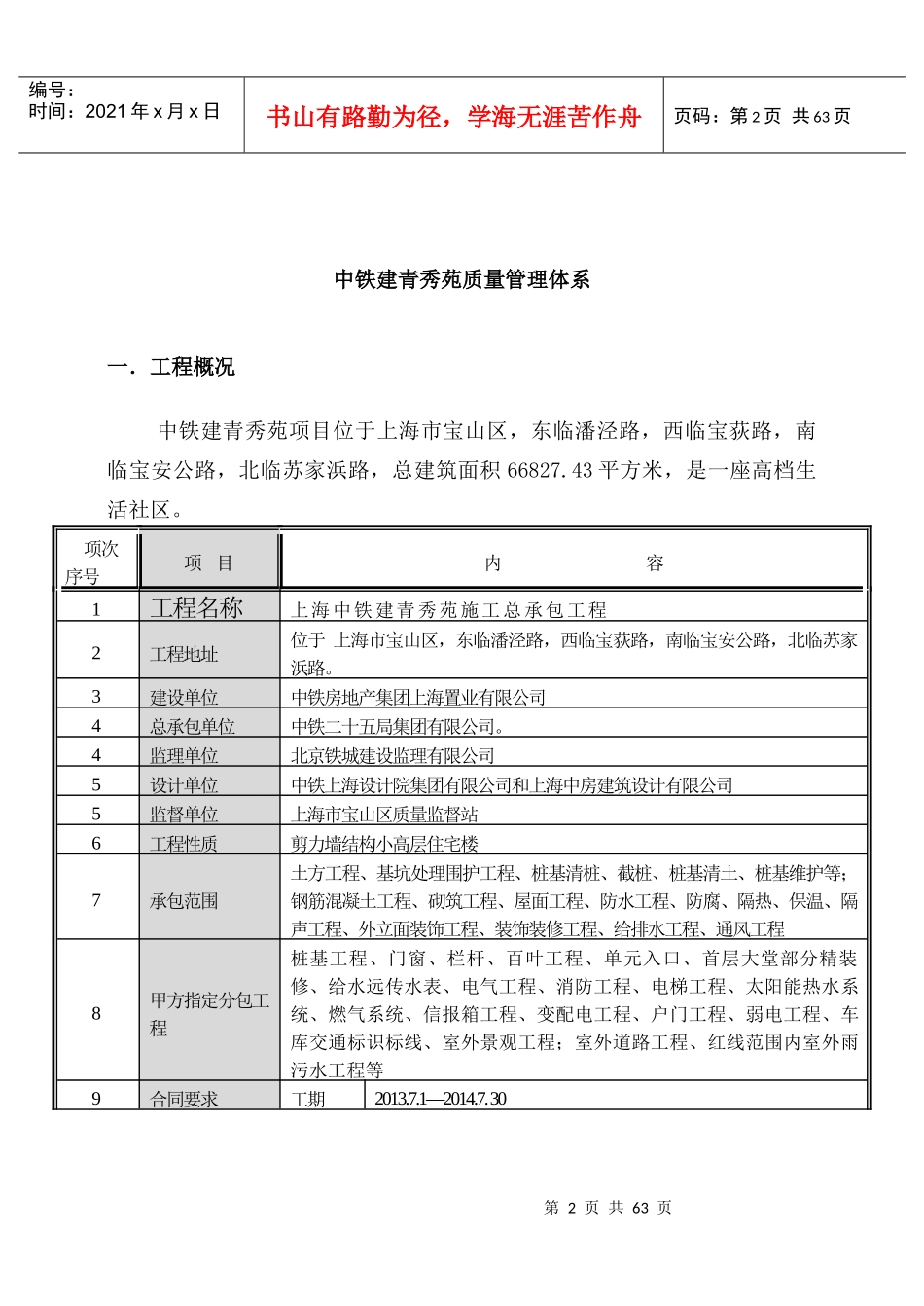 中铁建青秀苑质量管理体系_第2页