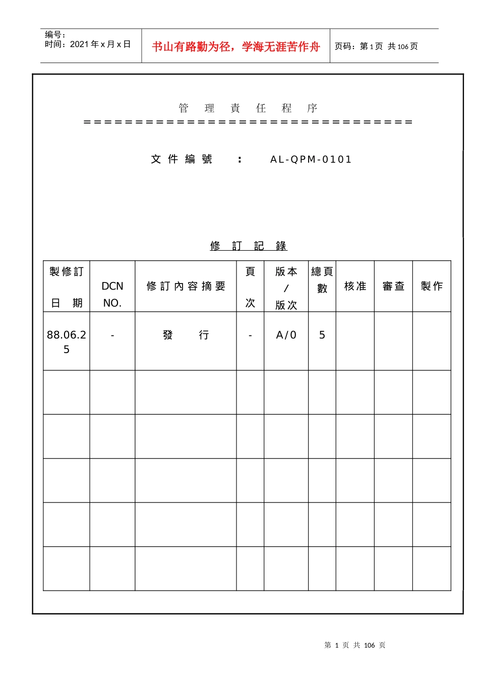 贸易公司iso9000程序书ISO金御程序书_第1页