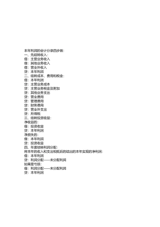 本年利润会计分录的做法