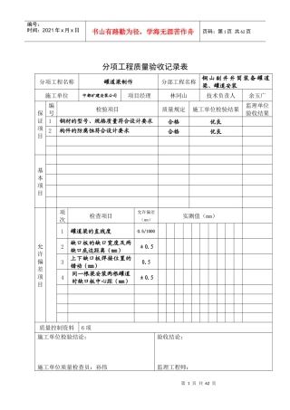 井筒装备工程质量评定表