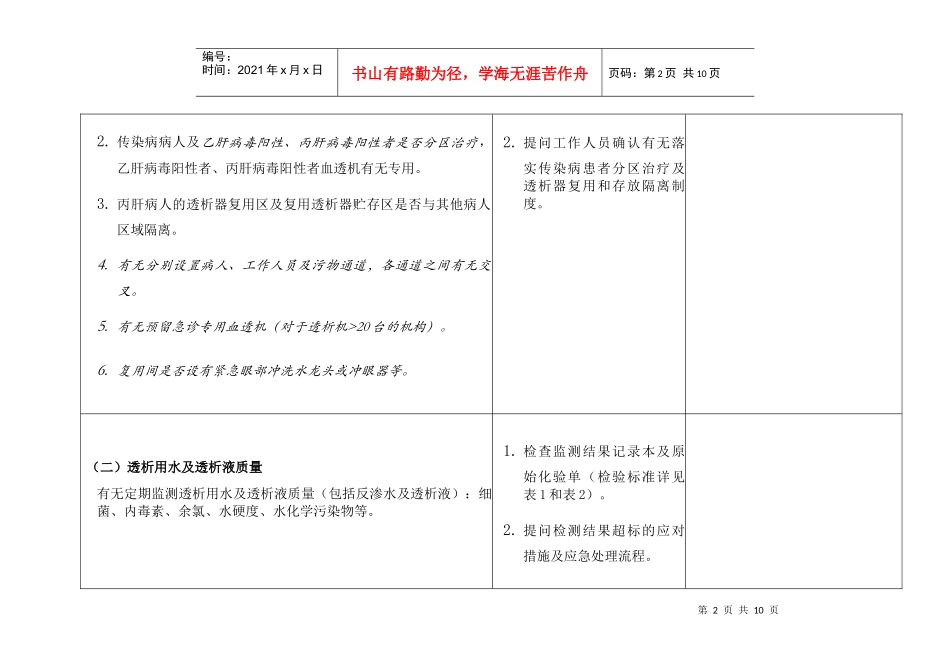 血液透析质量检查方案_第2页