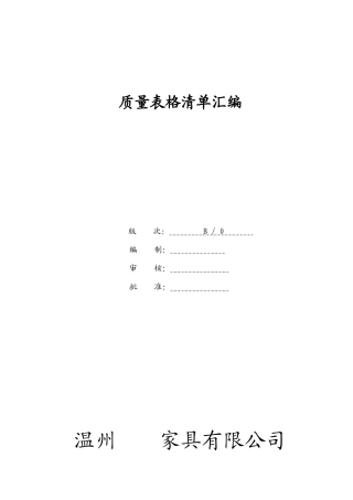 质量管理体系表格清单汇编1