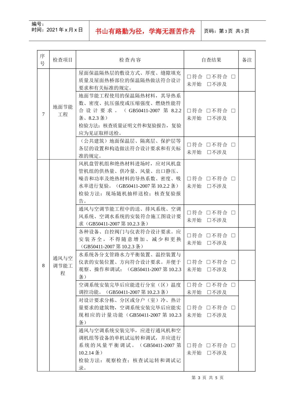 附表8《建筑节能工程施工质量验收规范》自查内容doc-《建筑节能工程_第3页