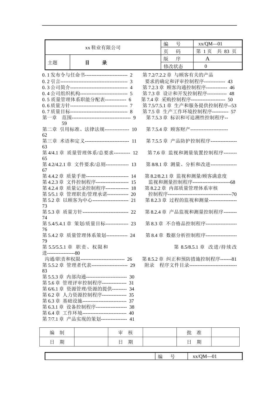 制造业ISO9000质量手册（DOC 78页）_第1页
