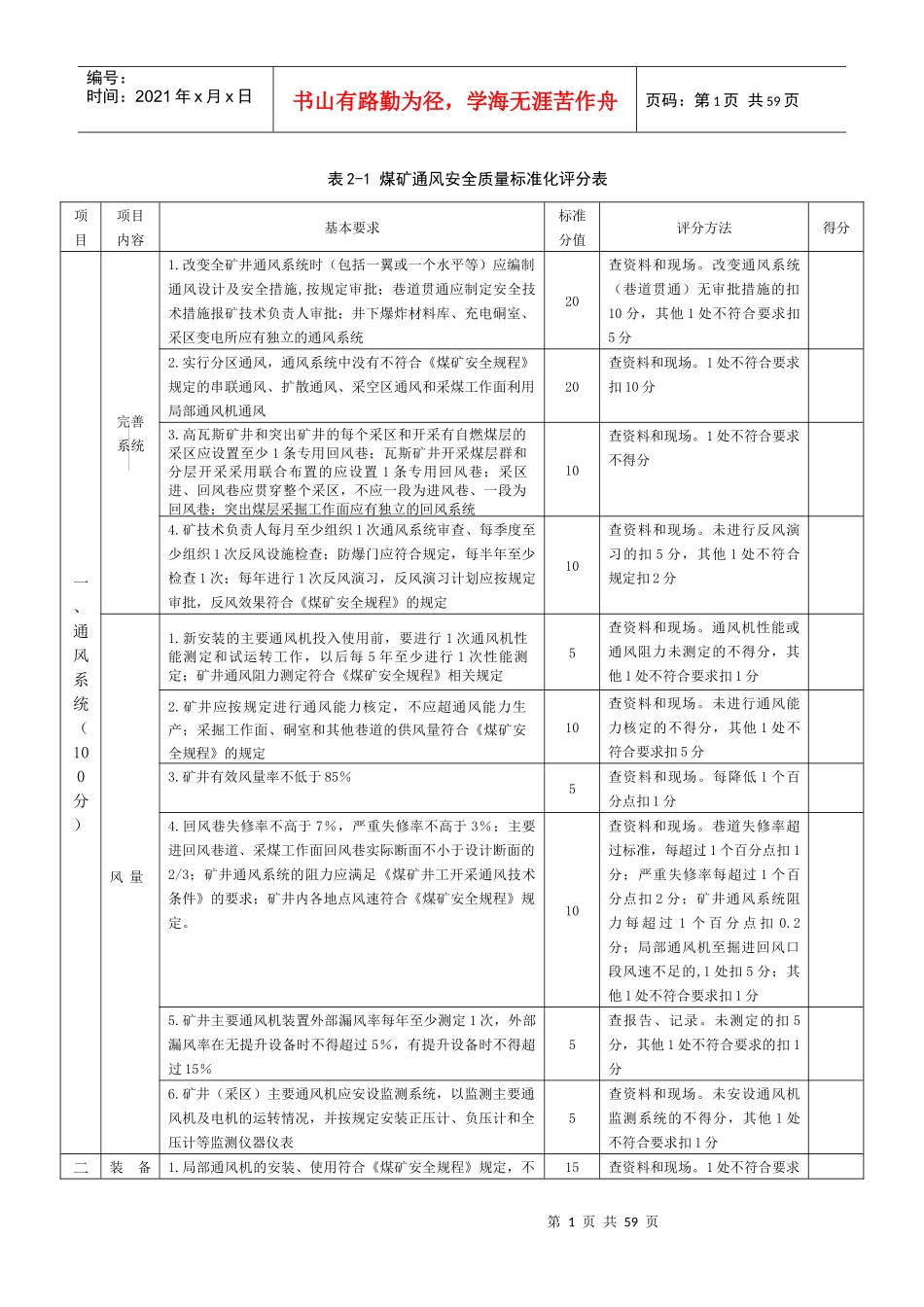 安全质量标准化评分表_第1页