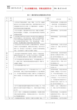 安全质量标准化评分表