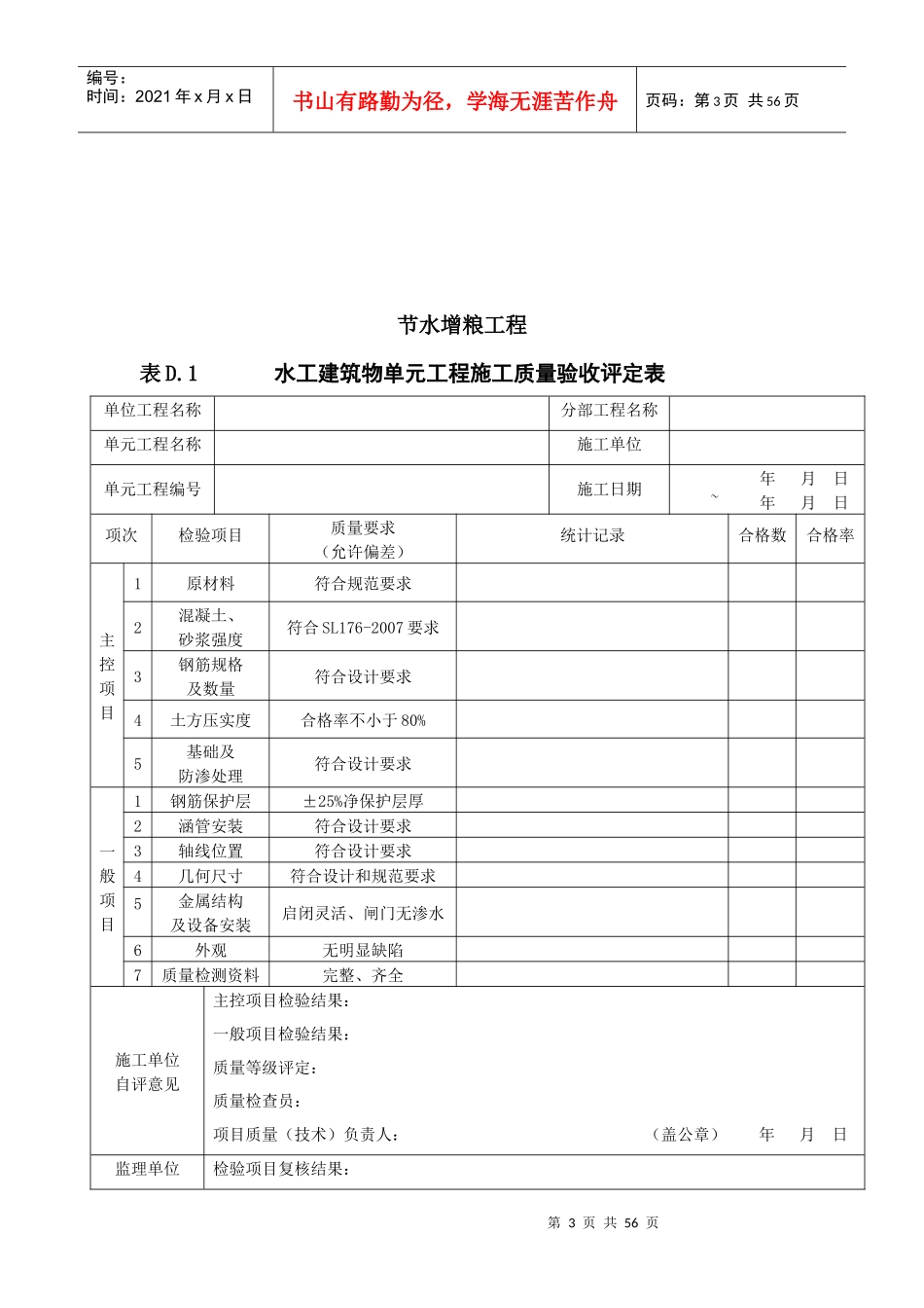 节水增粮工程单元质量评定表修改稿_第3页