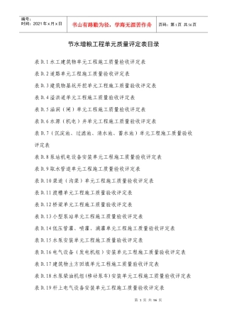 节水增粮工程单元质量评定表修改稿
