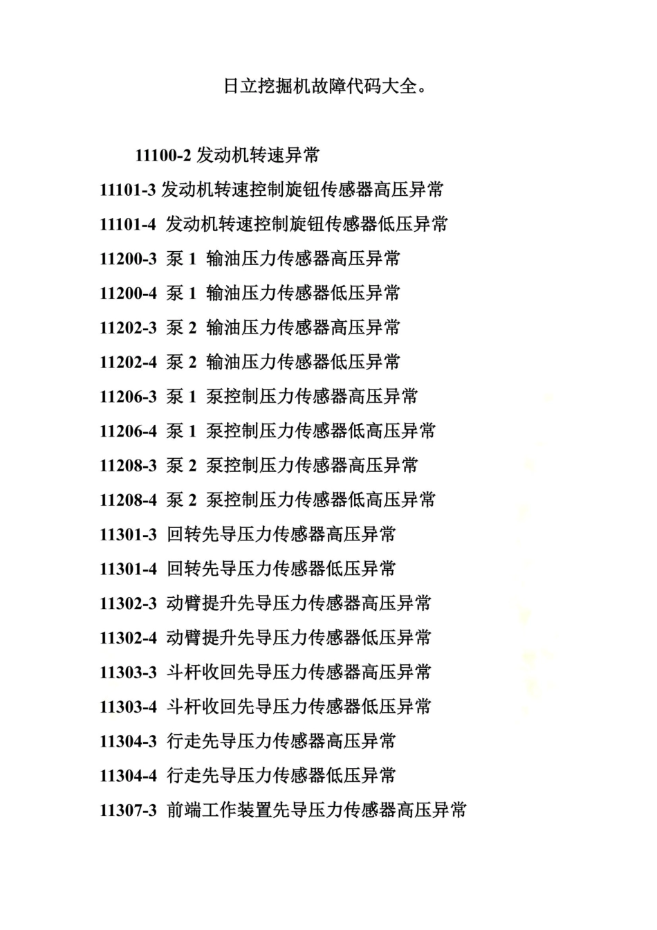 日立挖掘机故障代码大全。_第2页