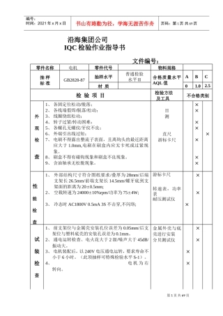 来料检验IQC检验作业指导书(DOC68页)