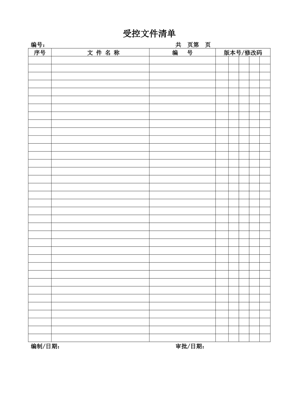 ISO9001全套表格清单_第1页