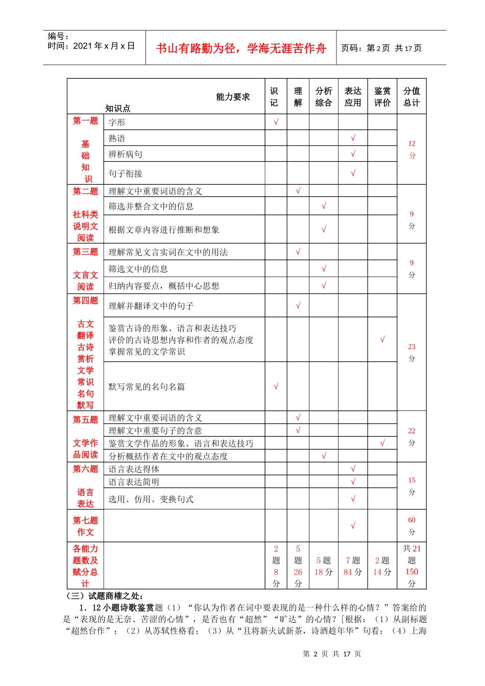 郑州市年度高考语文质量分析_第2页
