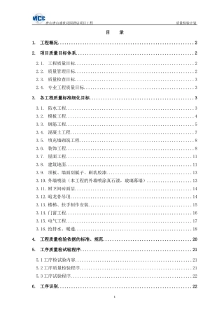 唐山盛世花园质量检验计划