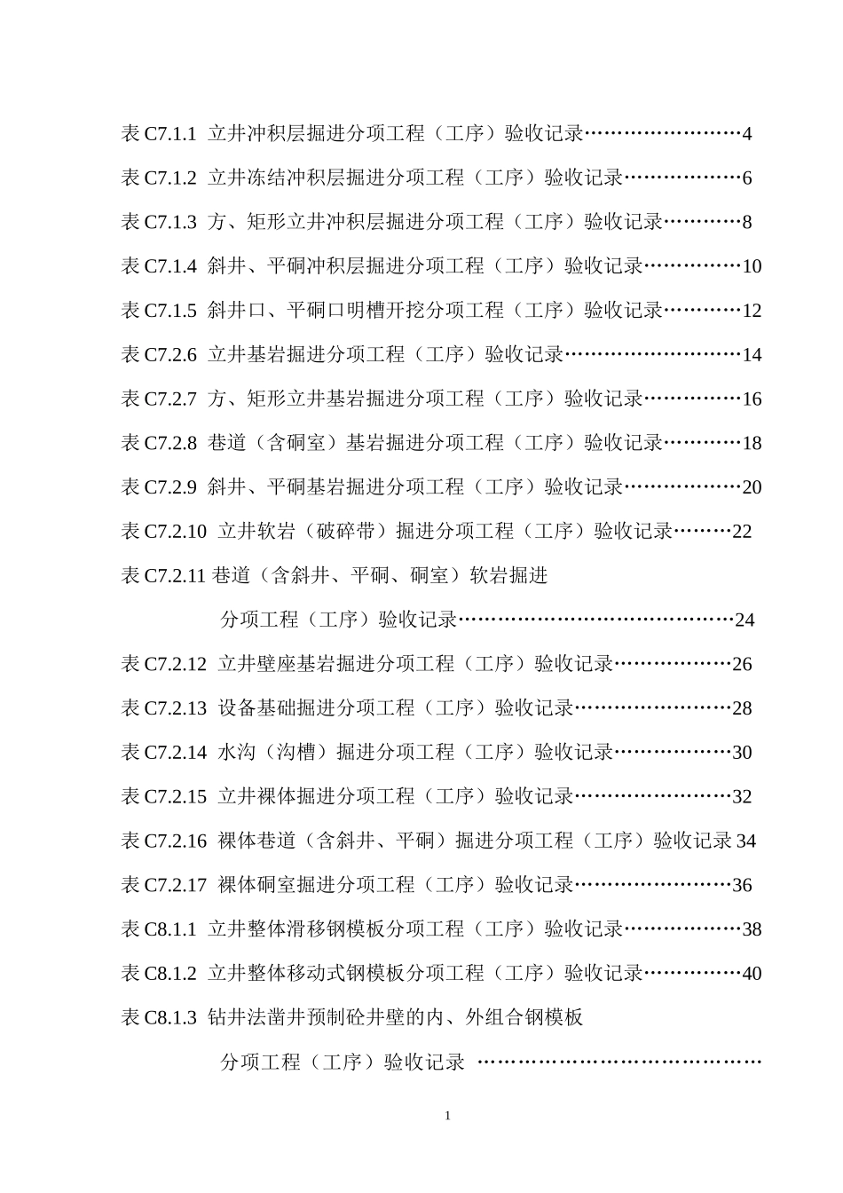 XXXX煤矿井巷工程新规范质量表doc_第1页
