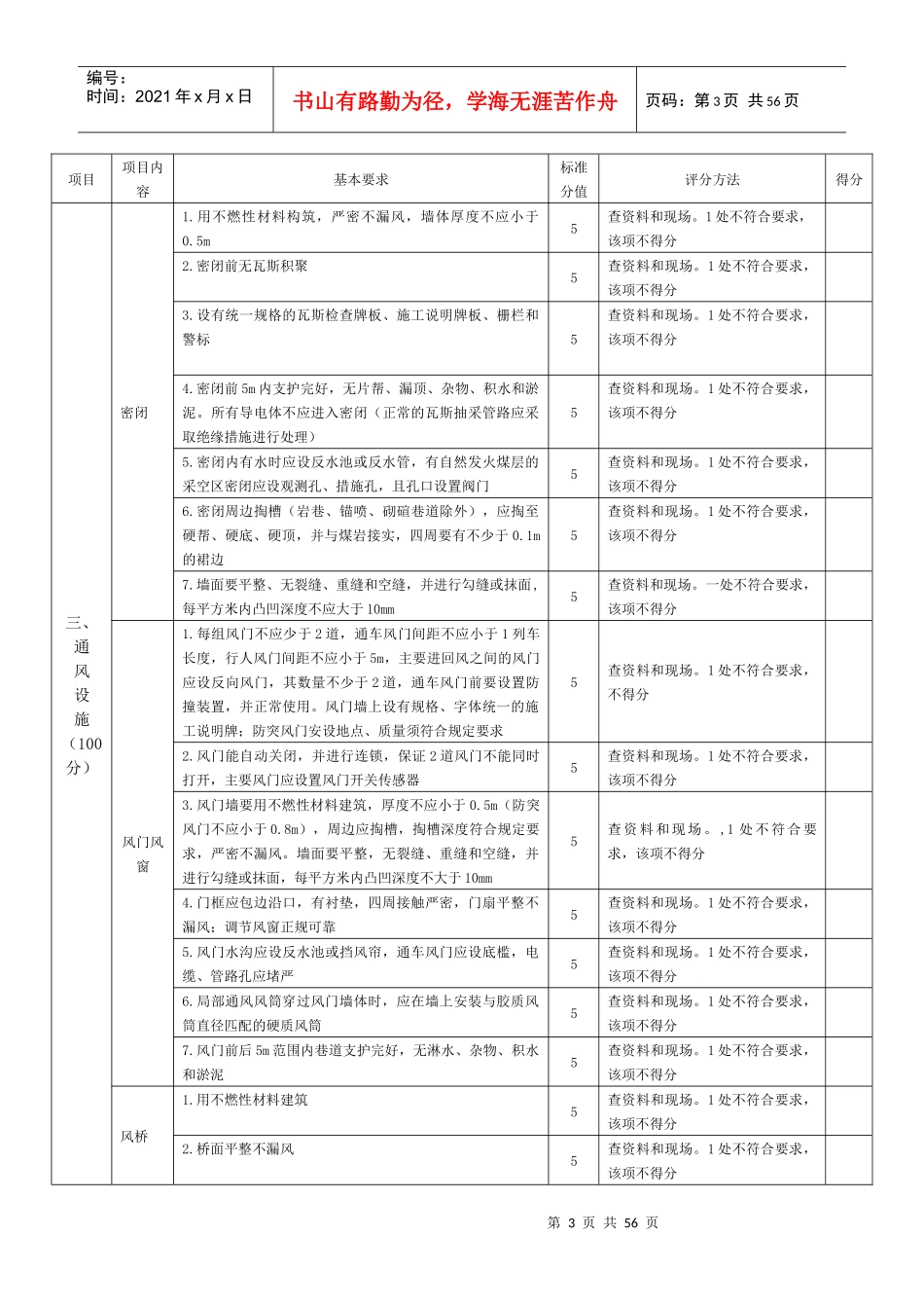 新质量标准化打分表(XXXX年)_第3页