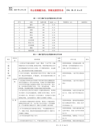 新质量标准化打分表(XXXX年)