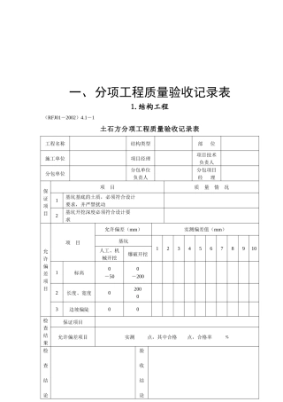 分项工程质量验收记录表汇编