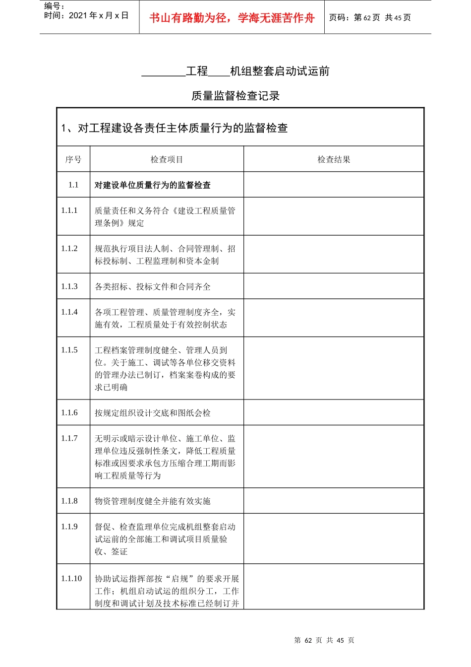 火电工程机组整套启动试运前质量监督检查记录典型表式_第3页