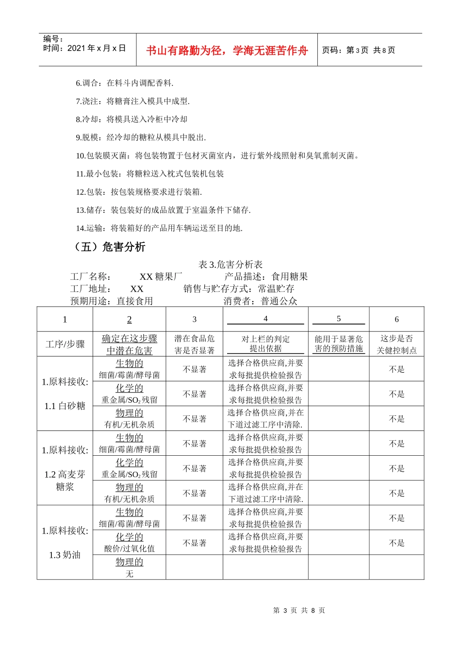 HACCP计划书(糖果)_第3页