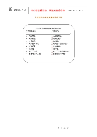 六西格玛与传统质量活动的不同