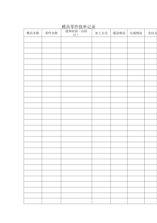 质量管理体系表格-模具零件投单记录