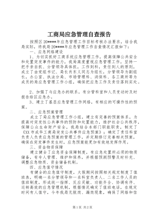 工商局应急管理自查报告