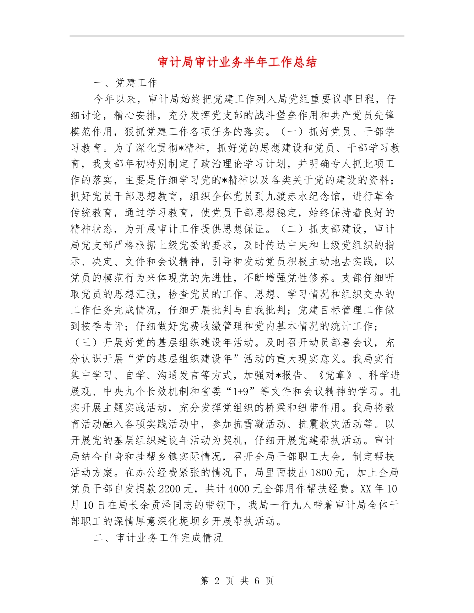 审计局审计业务半年工作总结_第2页