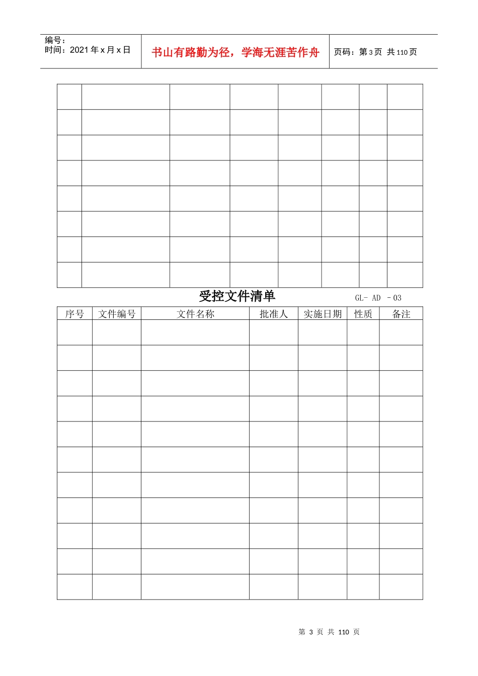 质量记录清单GL-AD–01-2_第3页