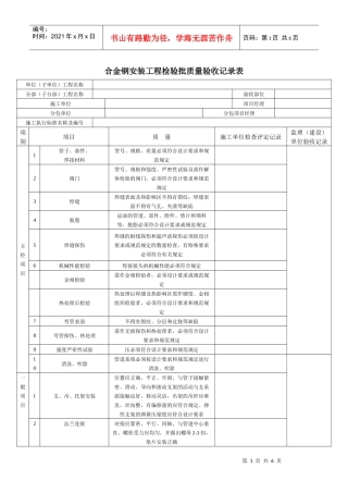 合金钢安装工程检验批质量验收记录表