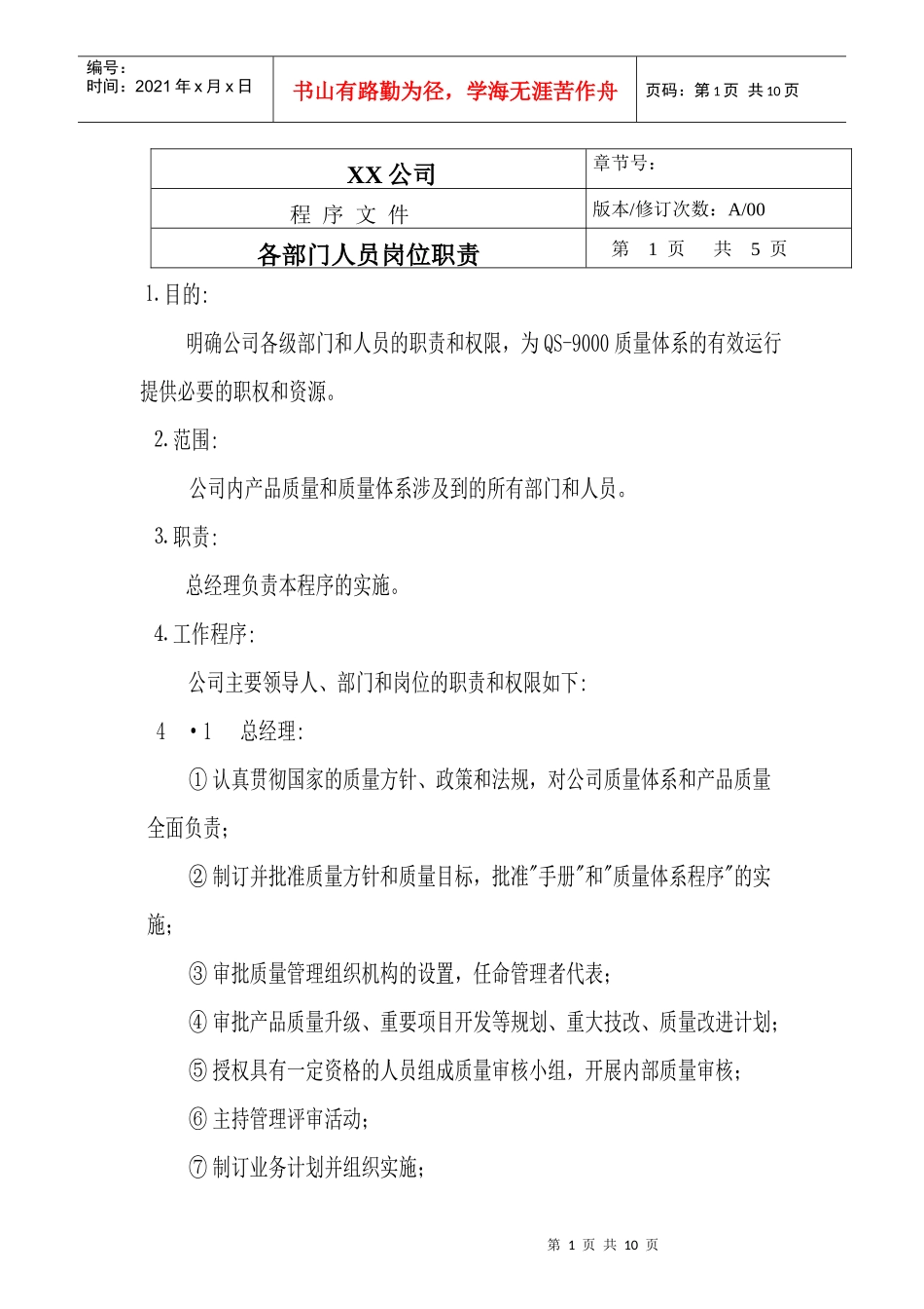 TS16949--各部门人员岗位职责_第1页