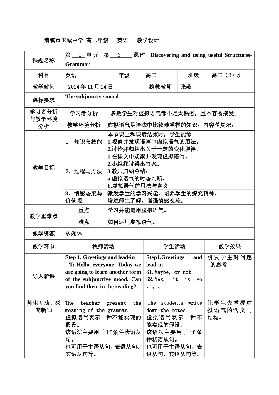 虚拟语气电子教案_第1页