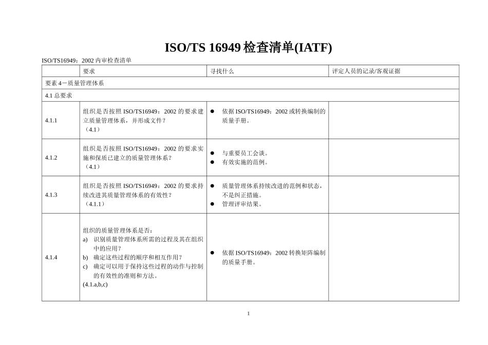 TS16949检查清单(IATF)_第1页
