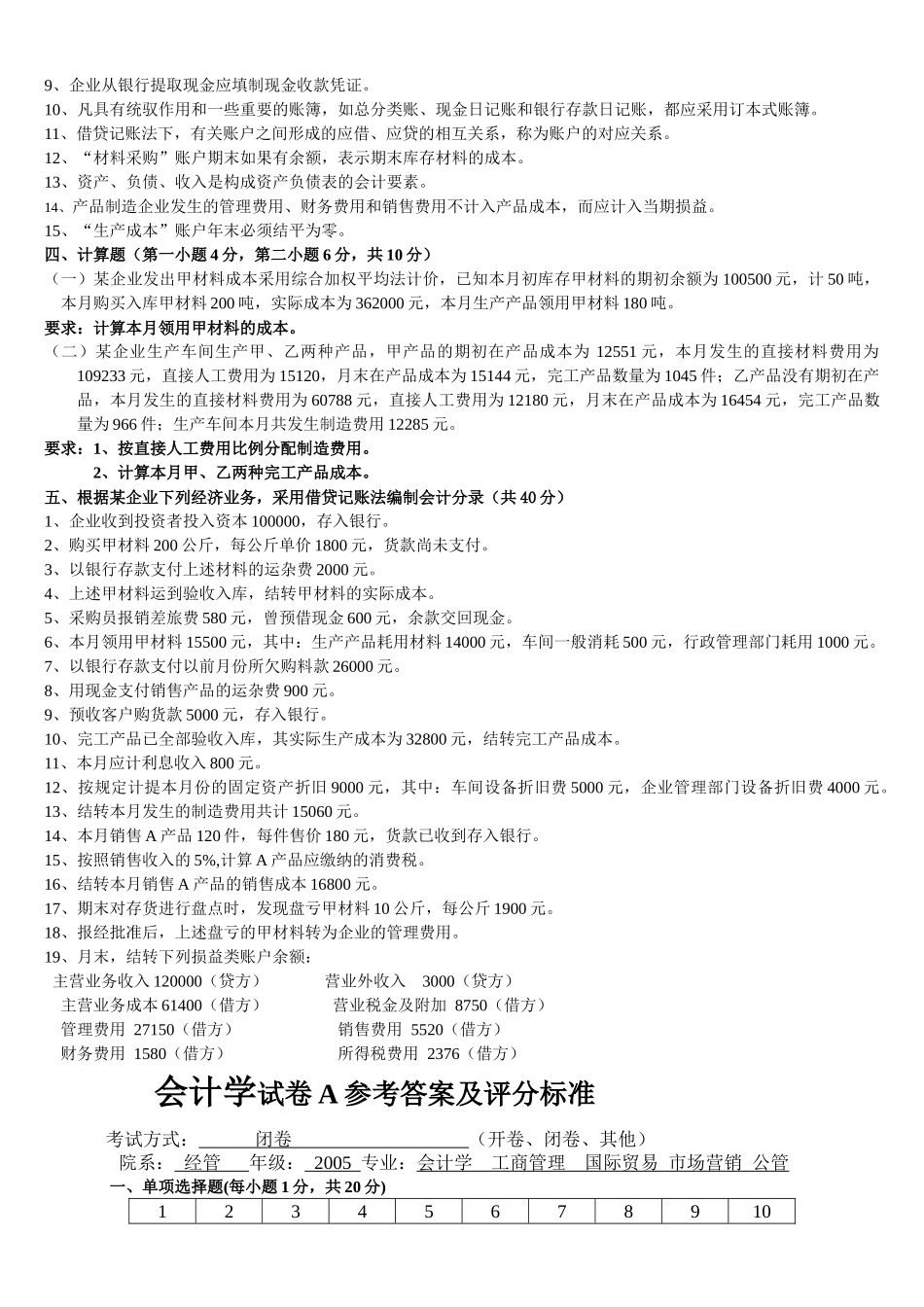 烟台大学会计学考试试卷_第3页