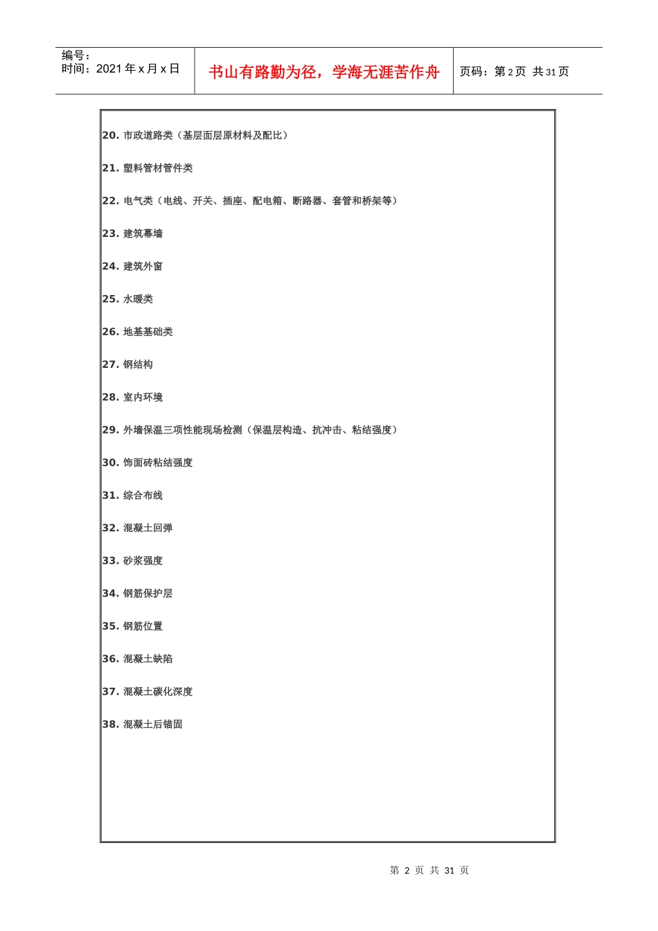 建筑工程质量检测项目一览表_第2页