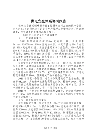 供电安全体系调研报告