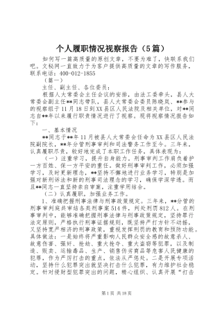 个人履职情况视察报告（5篇）