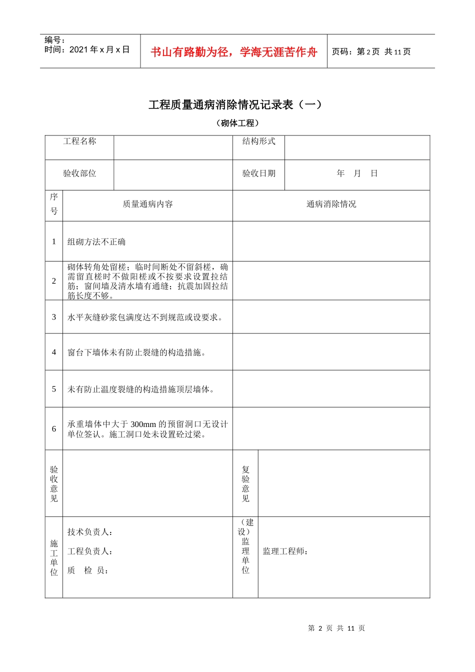 无质量通病住宅工程检查评分表及质量通病消除情况表_第2页