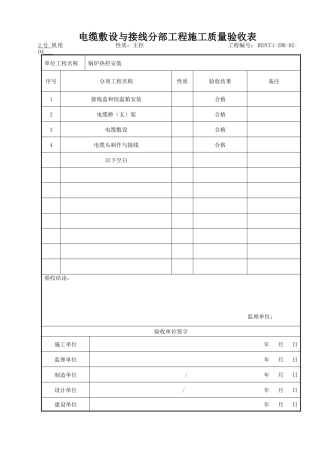 (304)电缆敷设与接线分部工程施工质量验收表