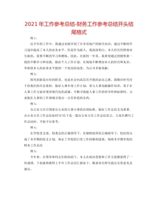 2021年工作参考总结财务工作参考总结开头结尾格式