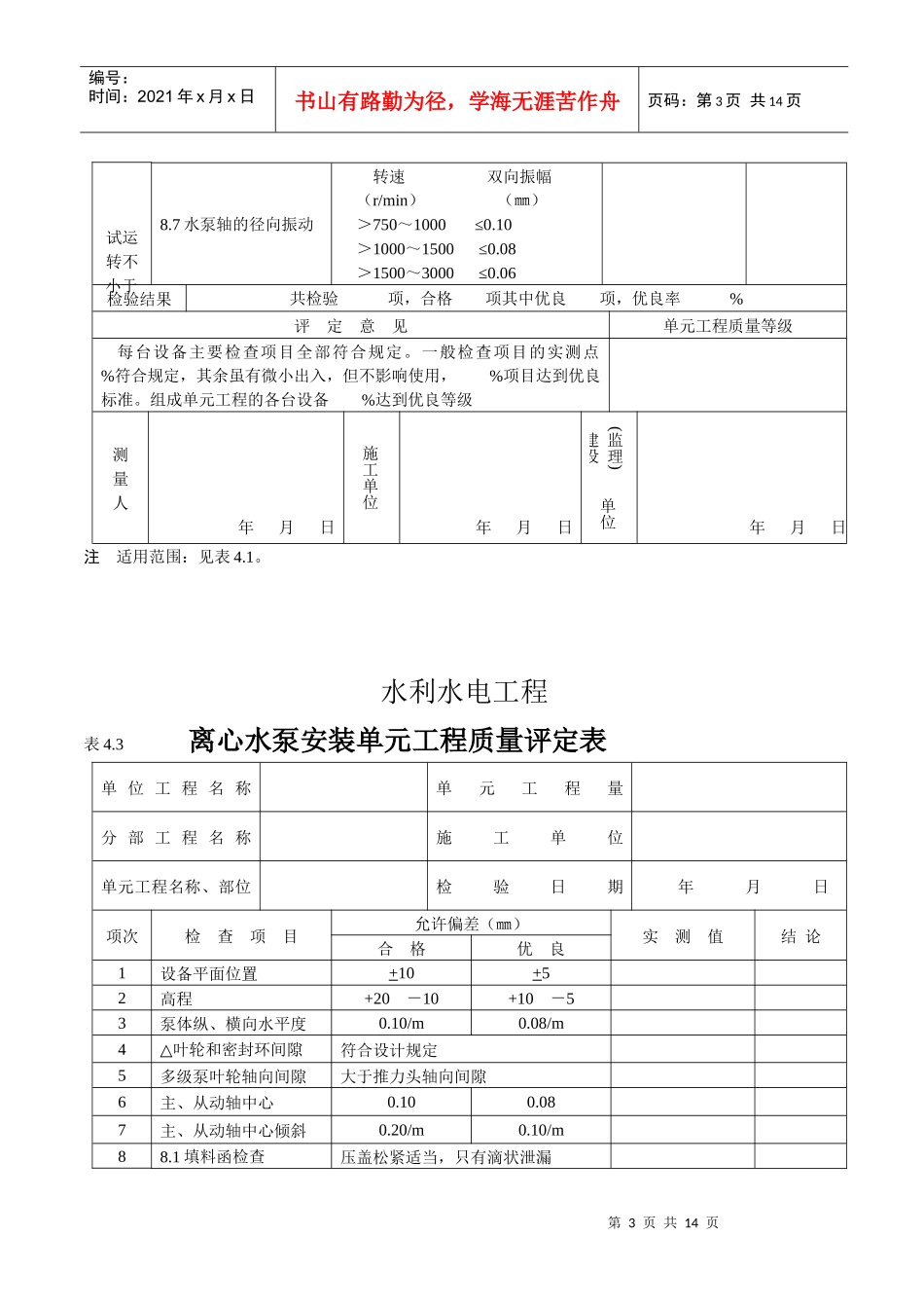 质量评定表第五部分(泵、管路)_第3页