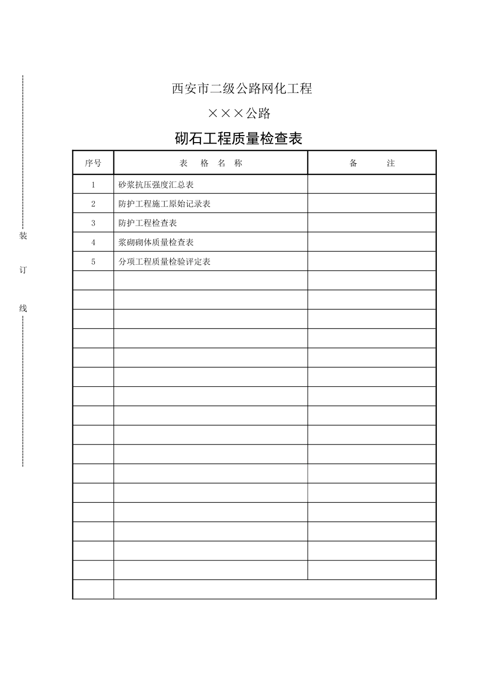 砌石工程质量检查表格_第1页