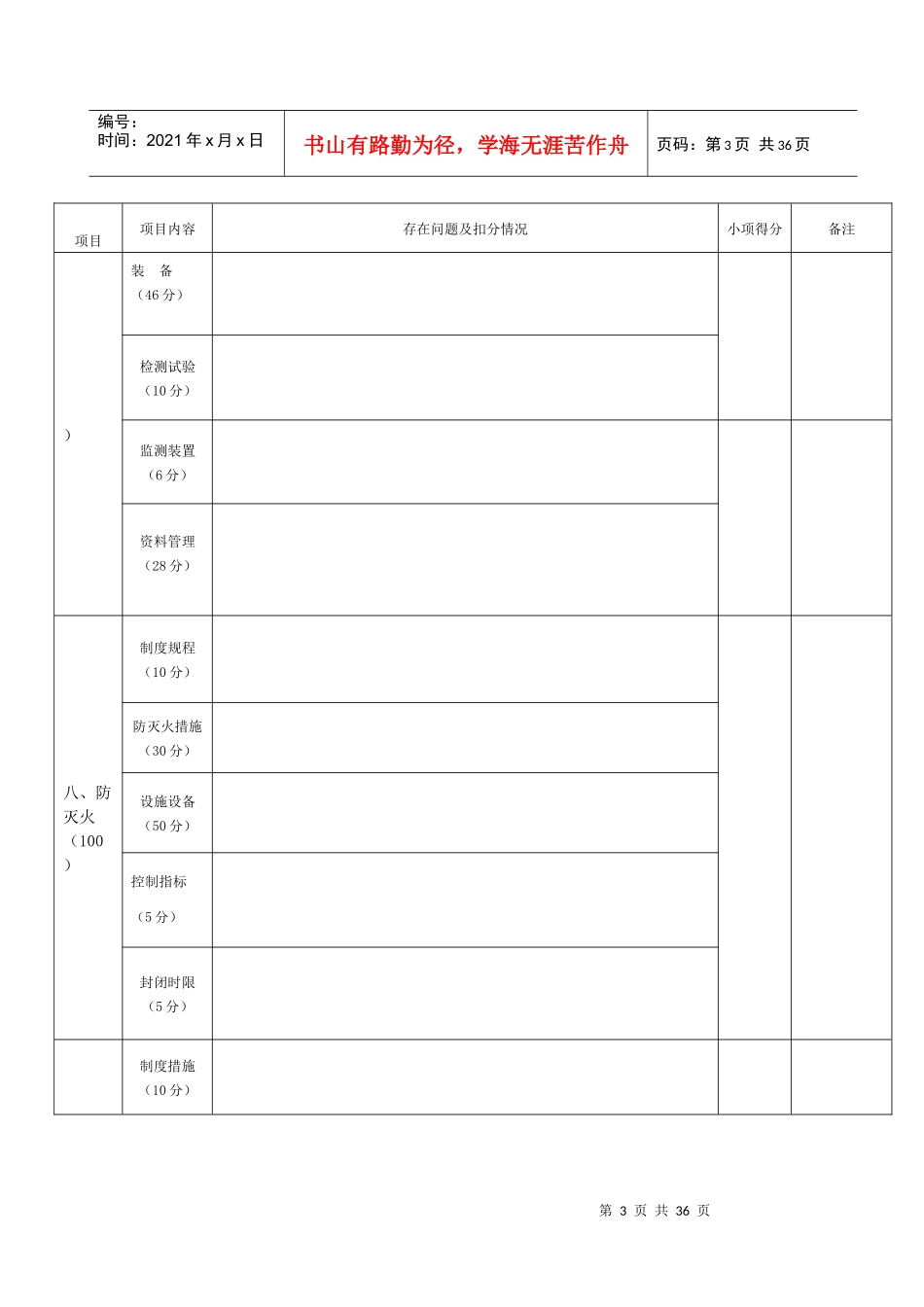 煤矿月度质量标准化自检表_第3页