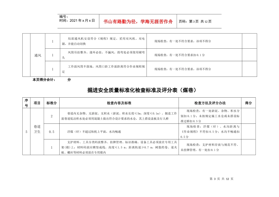 掘进安全质量标准化检查标准及评分办法(煤巷)_第3页