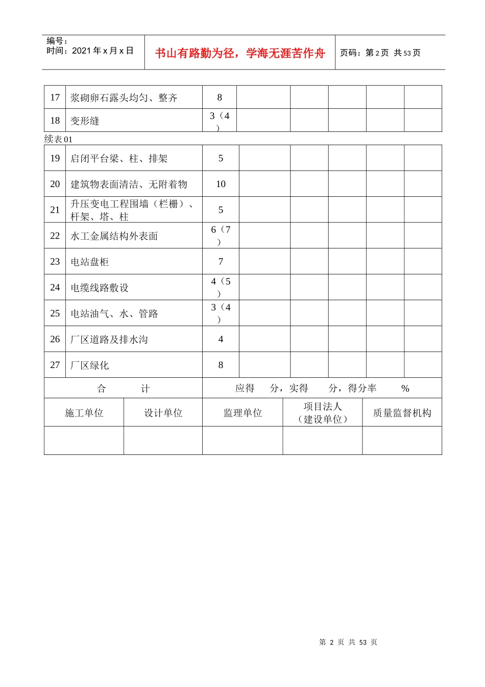 水利工程质量评定表(新完整的)_第2页